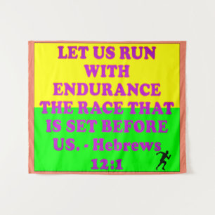 Tenture verset biblique des hébreux 12:1.