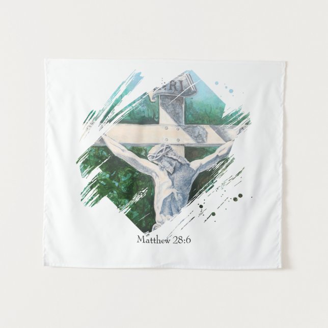 Tenture Verset biblique Il Est Ressuscité Foi (Devant (Horizontal))