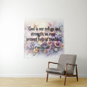 Tenture Verset biblique Psaumes typographie aquarelle flor