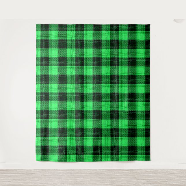 Tenture Vert Croix à carreaux Noir Buffalo Check (Devant)