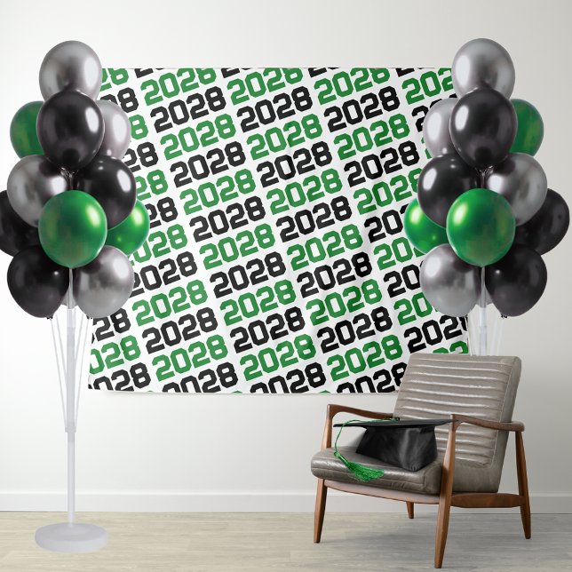 Tenture Vert et noir N'IMPORTE QUELLE classe Année d'obten (Green and Black Repeating Class Year Backdrop. Great for Senior Portraits or for Photo Booths!)