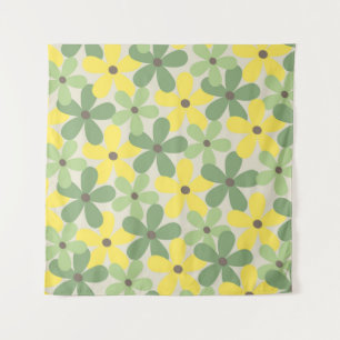 Tenture Vert jaune rétro Y2K les années 70 Fleur Motif