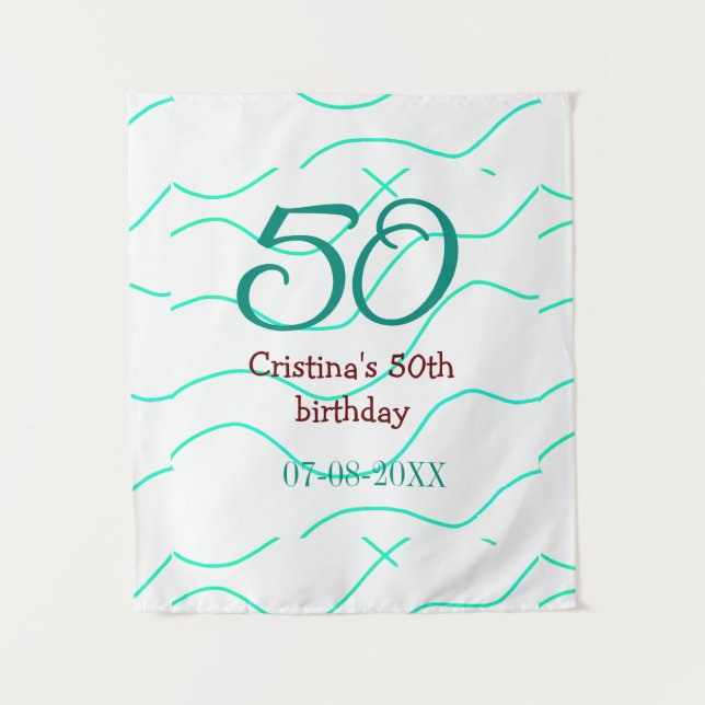 Tenture Vert rouge 50 anniversaire anniversaire ajouter no (Devant)