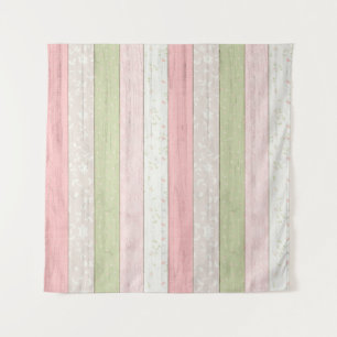 Tenture Vert sauge rustique et floral rose Cottage Chic en