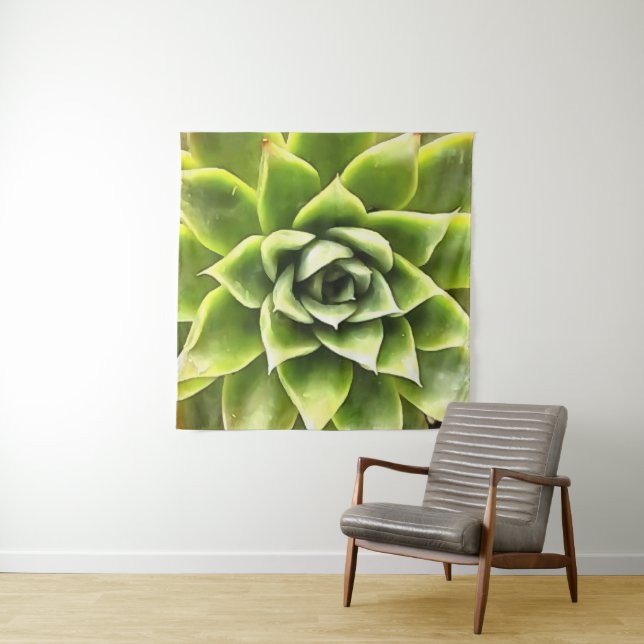 Tenture Vert Succulent Gros Plan Cactus (En situation)