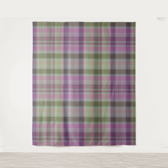 Tenture Vert, tartan classique lilas. (Devant)