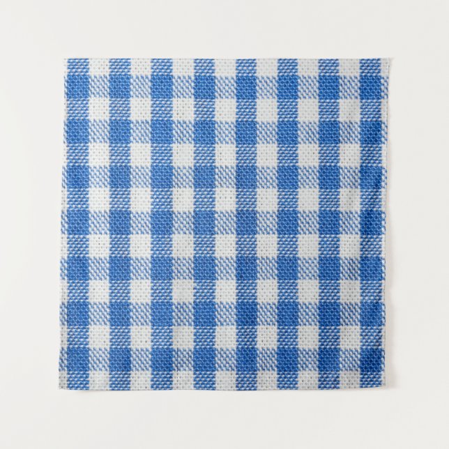 Tenture Vêtements de table recouverts de blanc bleu. (Devant)