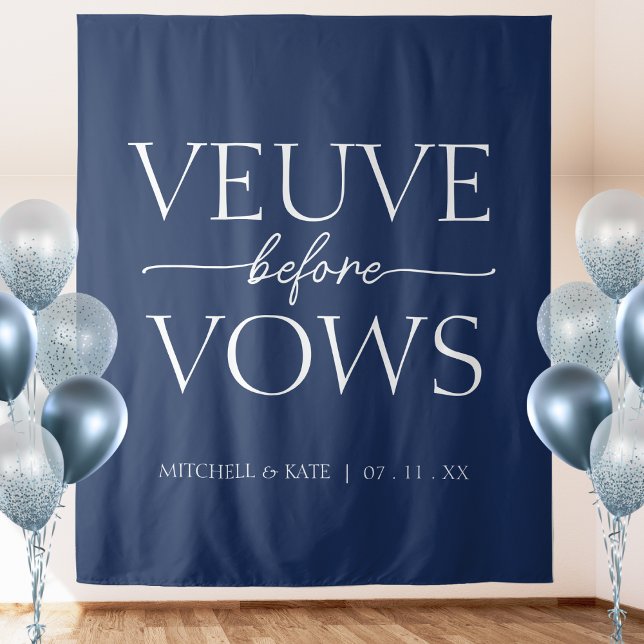 Tenture Veuve avant vows Marine Bleu et blanc Fête des mar (Veuve Before Vows Navy Blue & White Bridal Shower Tapestry
)
