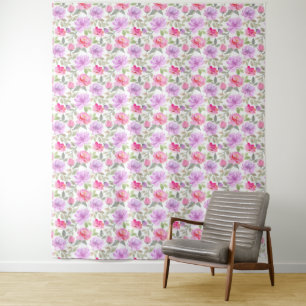 Tenture Vibe de printemps frais : motif floral rose et vio