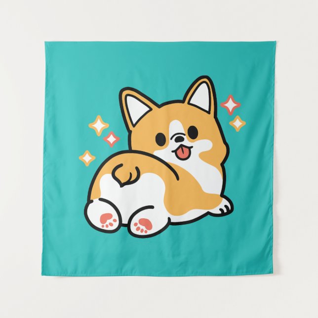 Tenture Vibes Corgi Butt et Nap - Joli chien couché (Devant)