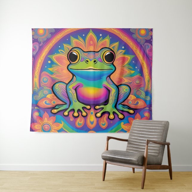 Tenture Vibes de Grenouille Paisible pour Votre Espace (En situation (horizontale))