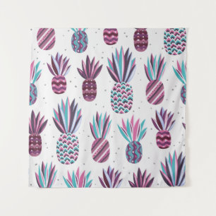 Tenture Vibes d'été : Motif d'ananas, points colorés