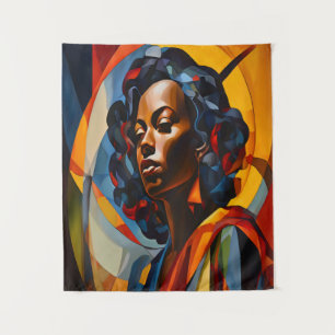 Tenture Vibrant Cubiste Abstrait Portrait Art