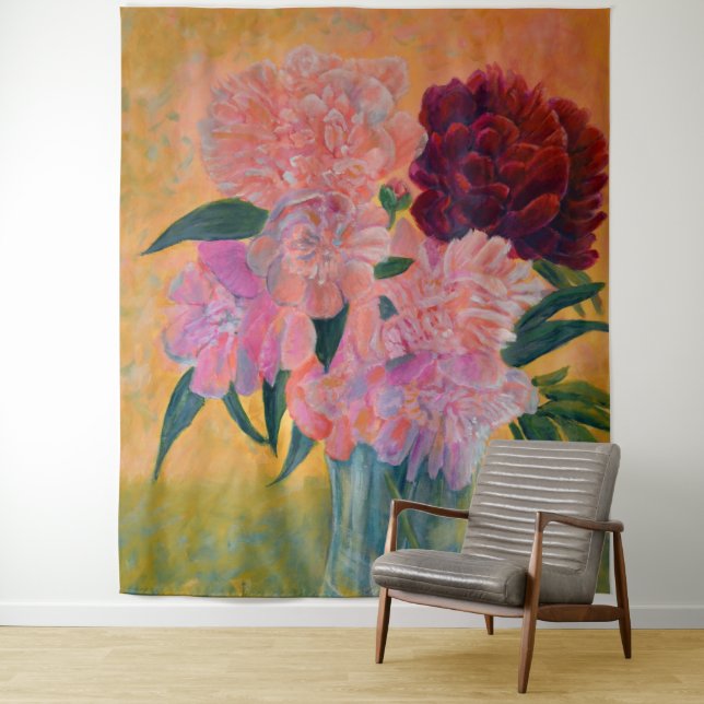 Tenture Vie morte avec Peonies Peinture (En situation)