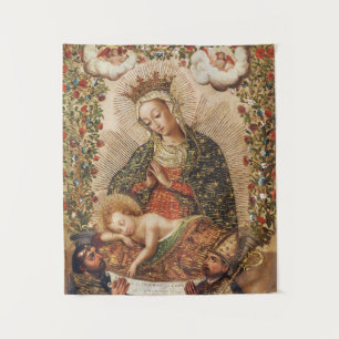 Tenture Vierge de l'école vintage de Cuzco adorant l'enfan