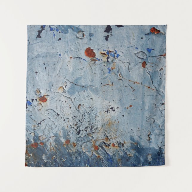 Tenture Vieux corrode de tôle bleu fer (Devant)