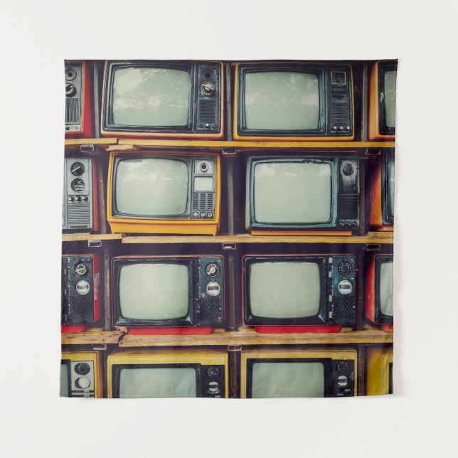 Tenture Vieux écran noir de télévision rétro (Devant)