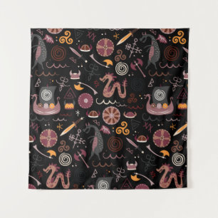 Tenture Viking motif design graphique transparent