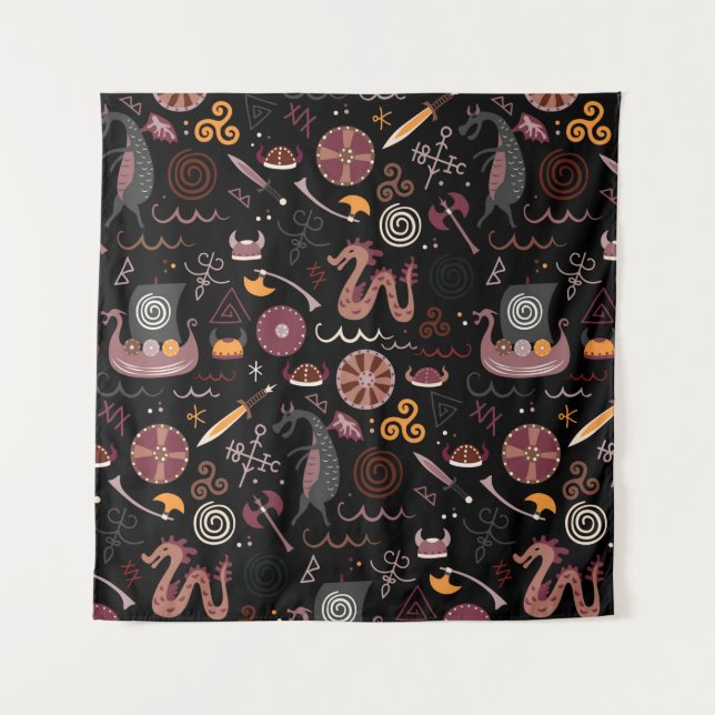 Tenture Viking motif design graphique transparent (Devant)