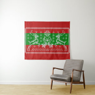 Tenture Vilain chandail cloches Xmas rennes crochet