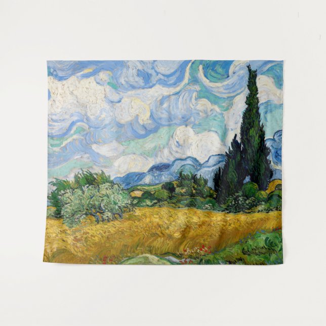 Tenture Vincent Van Gogh - Champ de blé avec cyprès (Devant (Horizontal))