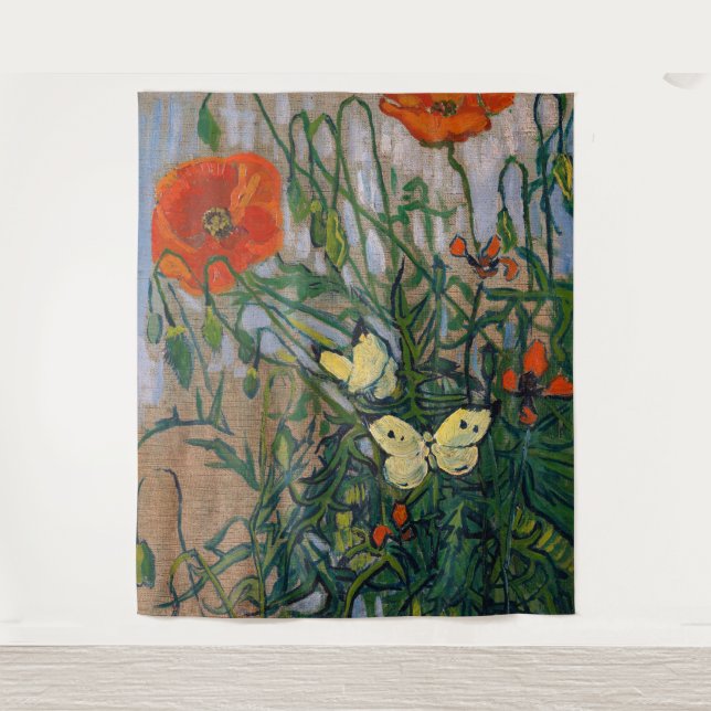 Tenture Vincent van Gogh - Papillons et Coquelicots (Devant)