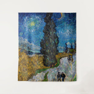 Tenture Vincent van Gogh - Route avec cyprès et étoile