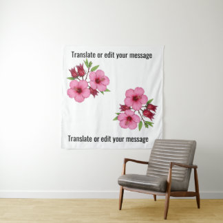 Tenture Vintage Botanical Hibiscus Flower Roselle Floral A