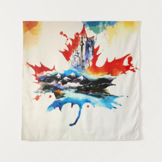 Tenture Vintage Canada Maple Leaf Travel Love Aquarelle