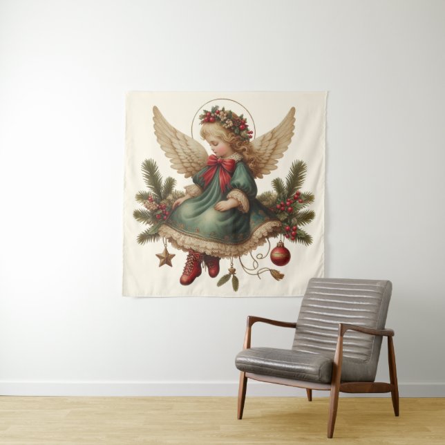 Tenture Vintage Christmas Angel Tapestry (En situation)