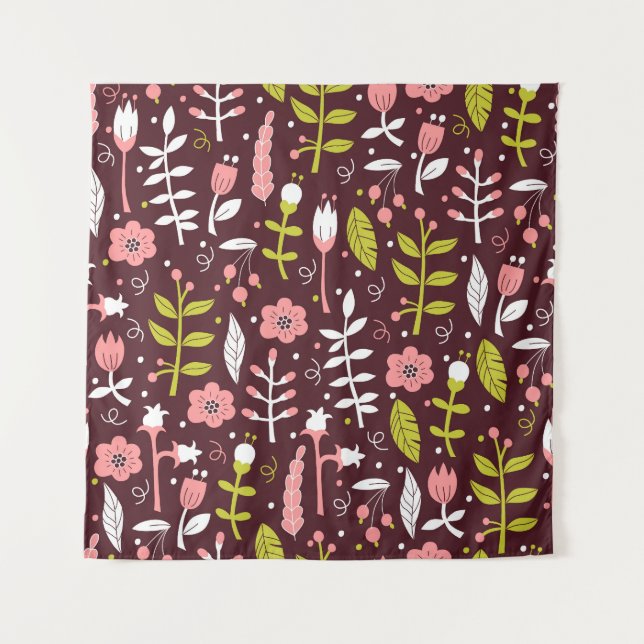 Tenture Vintage Doodle Floral sans couture Motif (Devant)