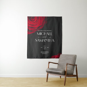 Tenture Vintage écarlate rouge rose pétale mariage
