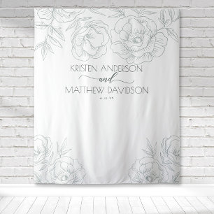 Tenture Vintage Floral Botanical Grey Mariage