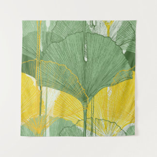 Tenture Vintage Ginkgo Biloba : Feuilles tropicaux