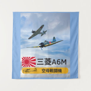 Tenture Vintage Japonais Zero Fighters - Art de l'Escadron