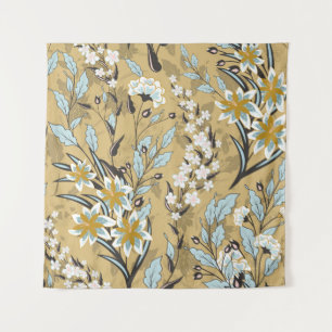 Tenture Vintage motif floral transparent sur fond noir