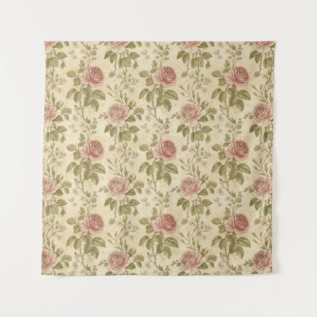 Tenture Vintage Rose Floral Pattern (Devant)