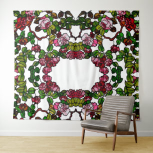 Tenture Vintage Tiffany Stainglass Roses roses roses et ro