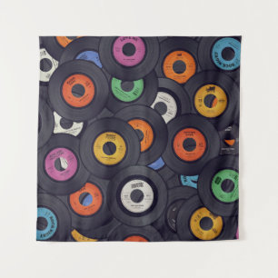 Tenture Vintage Vinyl Records Arrière - plan de musique