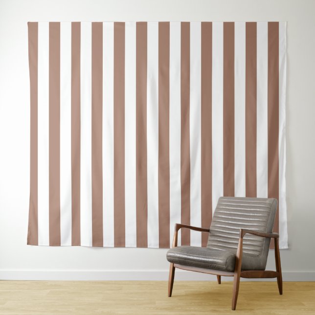 Tenture Vintages bandes verticales Mocha Mousse Blanc (En situation (horizontale))