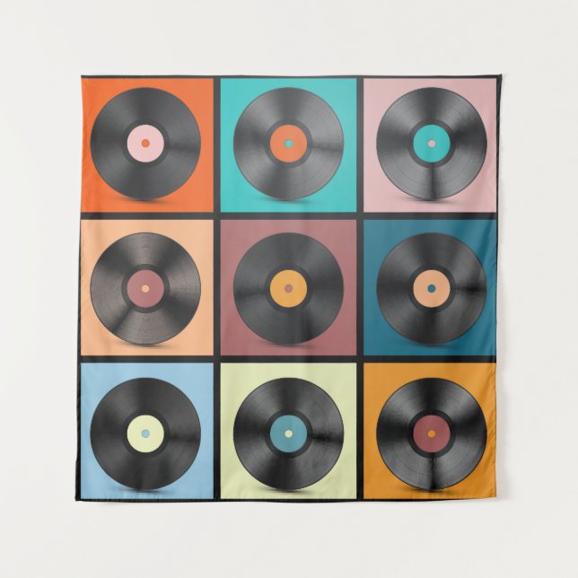 Tenture Vinyl records : retro LP set. (Devant)