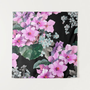 Tenture Violet fleurs et oublier moi pas aquarelle sur bla