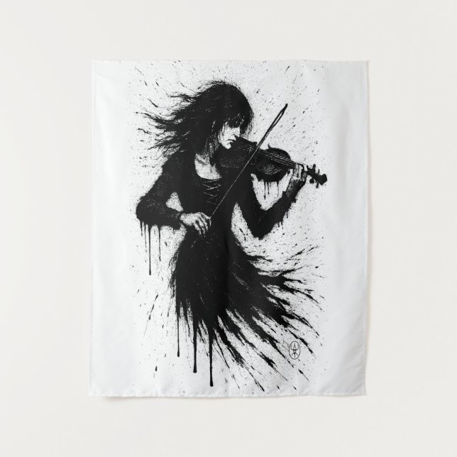 Tenture Violoniste Né de l'Encre dans la Tempête du Son (Devant)
