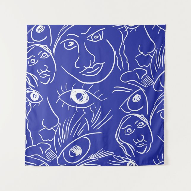Tenture Visage de beauté : dessin à une ligne. (Devant)