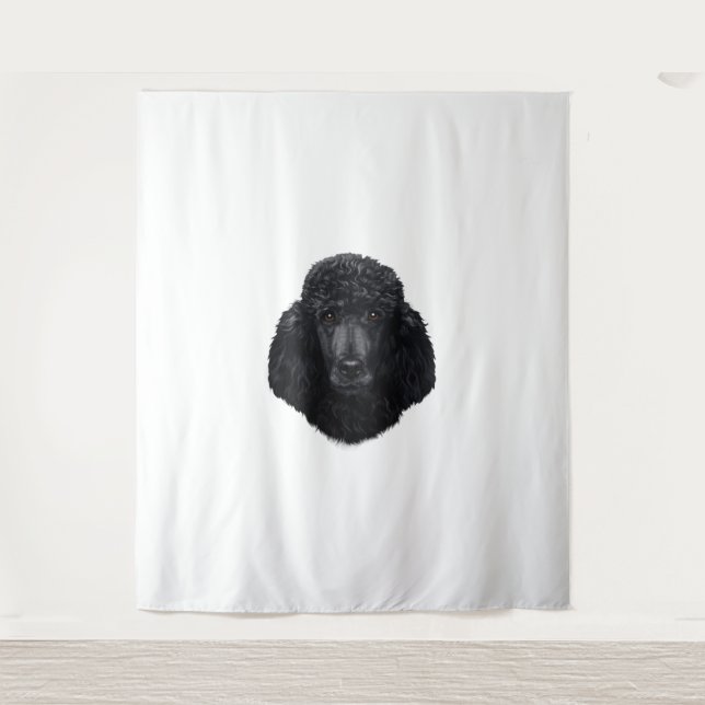 Tenture Visage de chien de caniche noir (Devant)