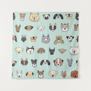 Tenture Visage de chien : Motif de Doodon de dessin