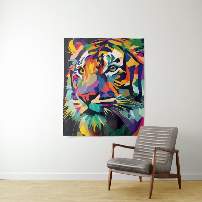 Tenture Visage de tigre pop art (En situation)