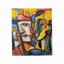 visages abstraits, art cubiste, expressionnisme mo