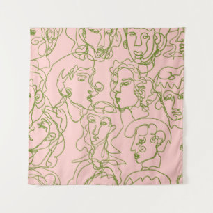 Tenture Visages féminins abstraits contemporains. e minima