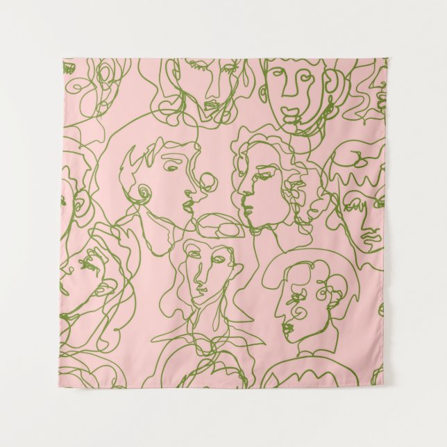 Tenture Visages féminins abstraits contemporains. e minima (Devant)
